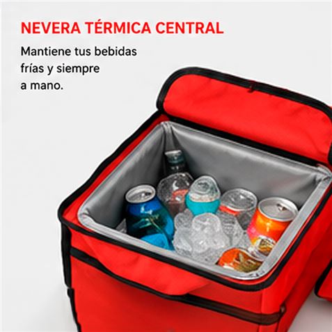 SILLA DOBLE PLEGABLE DE CAMPING CON NEVERA Y SOMBRILLA SUNGARDEN - Imagen 5