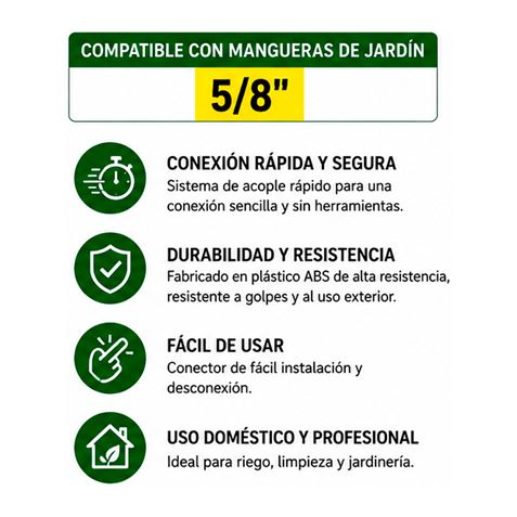 CONECTOR RAPIDO PARA MANGUERA 5/8" SUNGARDEN - Imagen 3