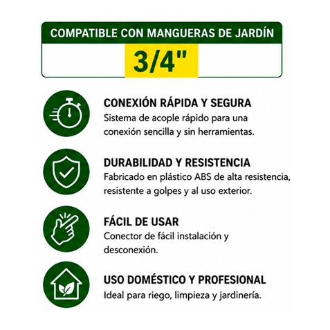 CONECTOR RAPIDO PARA MANGUERA 3/4" SUNGARDEN - Imagen 3