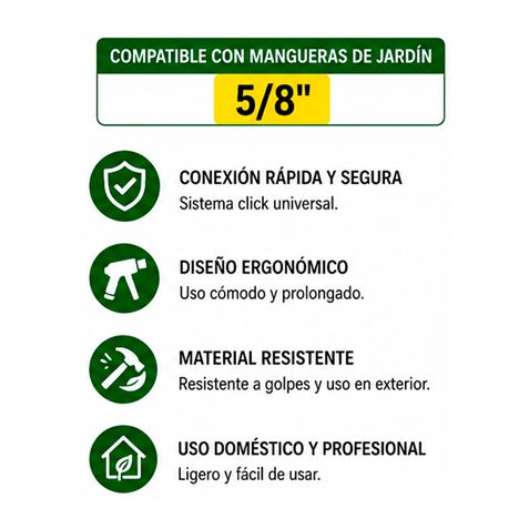 SET 4PCS BOQUILLA DE RIEGO + ADAPTADORES PARA MANGUERA 5/8" SUNGARDEN - Imagen 3