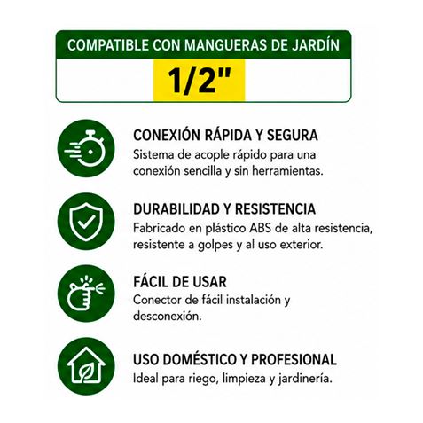CONECTOR RAPIDO PARA MANGUERA 1/2" SUNGARDEN - Imagen 3