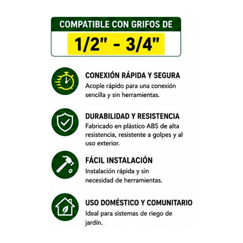 ADAPTADOR DE GRIFO 1/2" - 3/4" PARA RIEGO SUNGARDEN - Imagen 3
