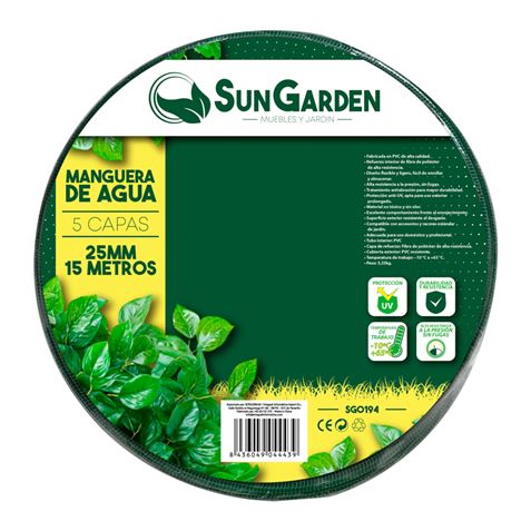 MANGUERA AGUA 5 CAPAS 25MM 15METROS SUNGARDEN