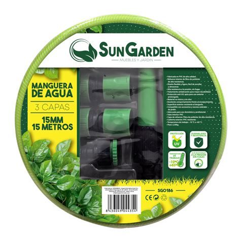 MANGUERA AGUA 3 CAPAS 15MM 15METROS SUNGARDEN