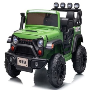 COCHE INFANTIL A BATERIA CON CONTROL REMOTO JEEP 4X4 VERDE