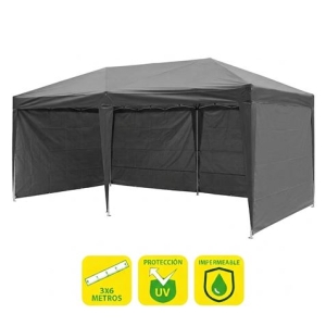 CARPA PLEGABLE ACERO 3X6 METROS GRIS + 4 PAREDES PARA CARPA PLEGABLES