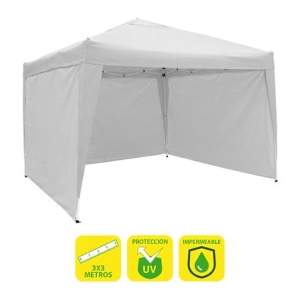 CARPA PLEGABLE ACERO 3X3 METROS BLANCA + 3 PAREDES PARA CARPA PLEGABLE