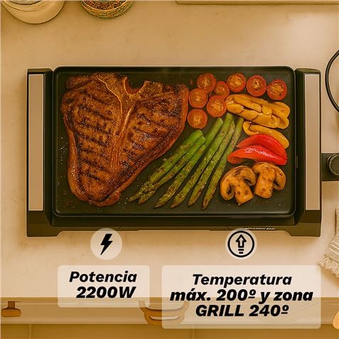 PLANCA DE ASAR ELECTRICA + GRILL BK-DH51 CON 2200W GRUNKEL - Imagen 2