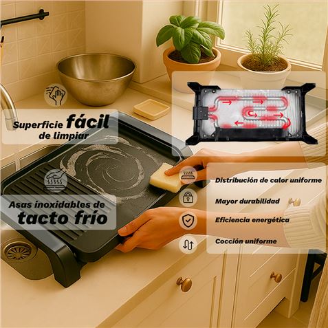 PLANCA DE ASAR ELECTRICA + GRILL BK-DH51 CON 2200W GRUNKEL - Imagen 5