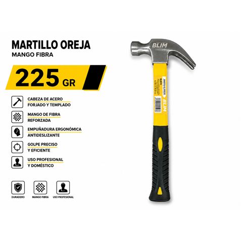 MARTILLO OREJA MANGO FIBRA 225GR BLIM