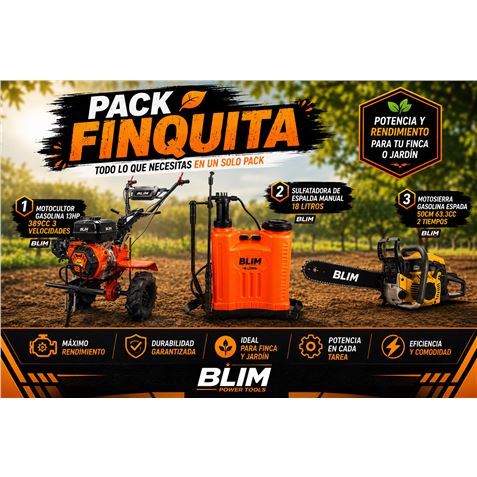 PACK FINCA MOTOCULTOR + MOTOSIERRA + SULFATADORA BLIM