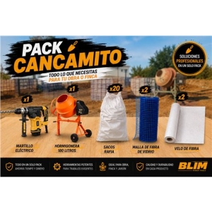 PACK HORMIGONERA + MARTILLO 6J + 20 BOLSAS ESCOMBRO + 2 MALLAS + 2 VELOS