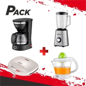 PACK DESAYUNO SANDWICHERA + CAFETERA + EXPRIMIDOR + BATIDORA MUVIP