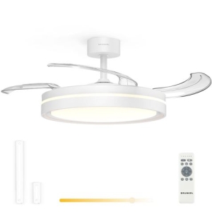 VENTILADOR DE TECHO 42" LED BLANCO 30W ASPAS RETRACTILES GRUNKEL