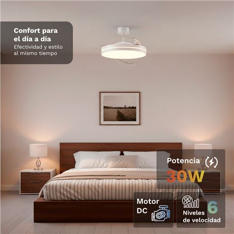 VENTILADOR DE TECHO 42" LED BLANCO 30W ASPAS RETRACTILES GRUNKEL - Imagen 3