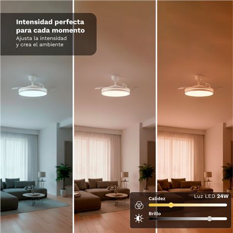 VENTILADOR DE TECHO 42" LED BLANCO 30W ASPAS RETRACTILES GRUNKEL - Imagen 4