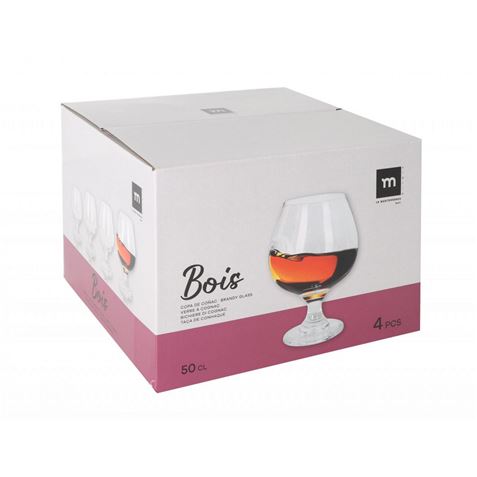 SET 4 COPAS COÑAC 500ML BOIS LA MEDITERRANEA - Imagen 2