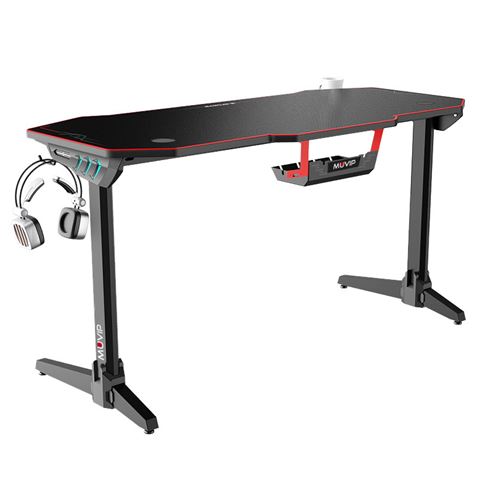 MESA GAMING PRO800 XL FIBRA CARBONO | LUZ RGB | ALFOMBRILLA 140CM MUVIP - Imagen 2