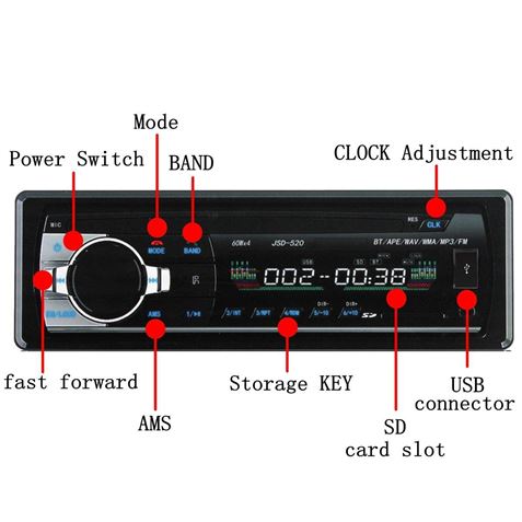 RADIO FM MP3 BLUETOOTH USB 60W COCHE - Imagen 2
