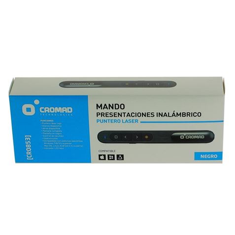 MANDO PRESENTACIONES INALAMBRICO PUNTERO LASER NEGRO CROMAD - Imagen 2