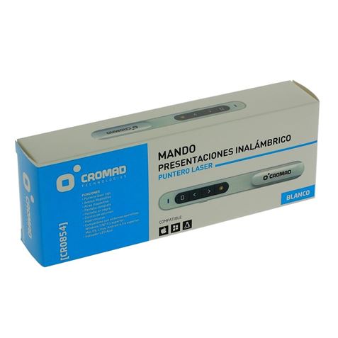 MANDO PRESENTACIONES INALAMBRICO PUNTERO LASER BLANCO CROMAD - Imagen 4