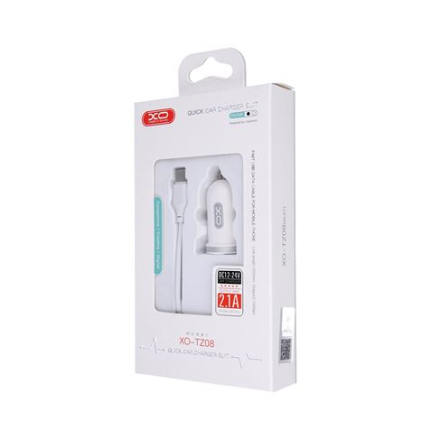 PACK CARGADOR MECHERO TZ08 2.1A + CABLE TIPO LIGHTNING BLANCO XO - Imagen 3