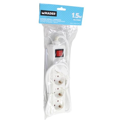 BASE MULTIPLE 4 TOMAS 1,5 METROS INTERRUPTOR MADER - Imagen 2