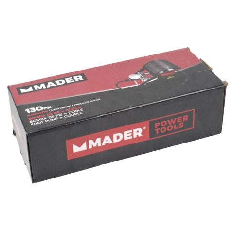 INFLADOR DE PIE DOBLE CON MANOMETRO 130 PSI MADER - Imagen 5