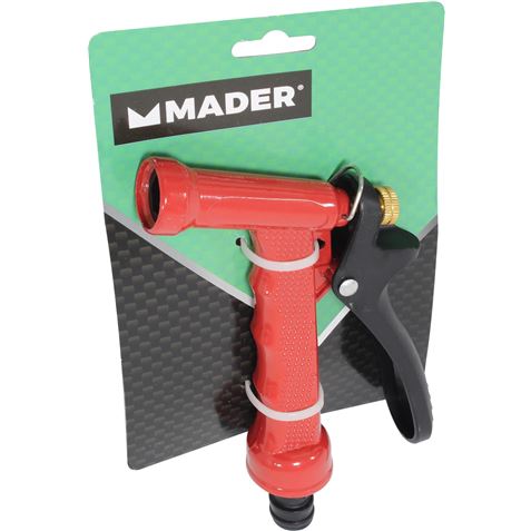 PISTOLA DE RIEGO METALICA COLOR ROJO MADER