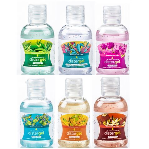 PACK EXPOSITOR + 24 GELES 50ML HIDROALCOHÓLICOS JOJOBA + GLICERINA 6 AROMAS - Imagen 3