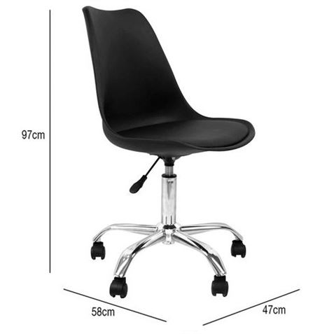 SILLA DE ESCRITORIO CON RUEDAS OF1600 NEGRA MUVIP - Imagen 3