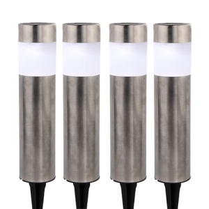 PACK 4 BALIZAS SOLARES TUBULARES INOX DE JARDIN 6000K