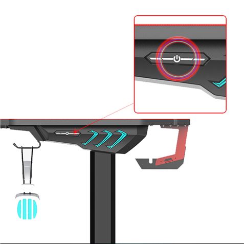 MESA GAMING PRO800 XL FIBRA CARBONO | LUZ RGB | ALFOMBRILLA 140CM MUVIP - Imagen 5