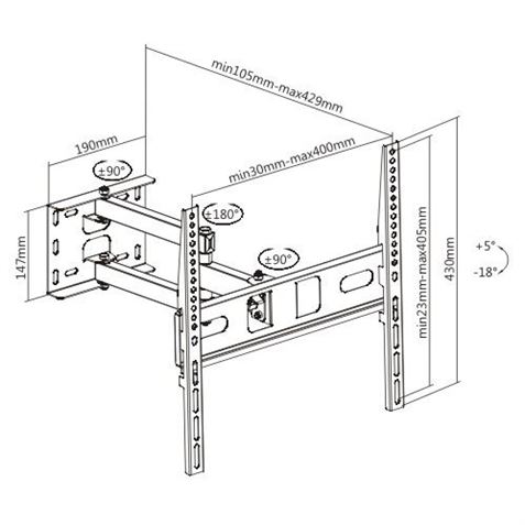 SOPORTE CON BRAZO TV LED, LCD 32"-65" CROMAD - Imagen 2