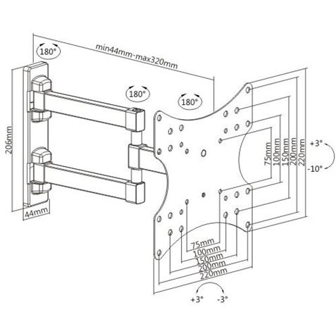 SOPORTE CON BRAZO TV 23"-42" DOBLE EXTENSION CROMAD - Imagen 2