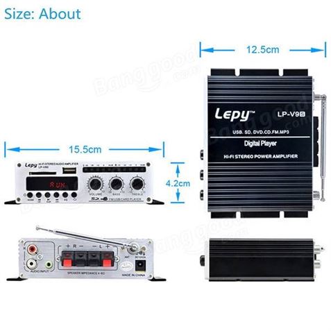 AMPLIFICADOR DIGITAL ESTÉREO HI-FI PORTÁTIL CON USB/SD/FM/MP3 LEPY - Imagen 4